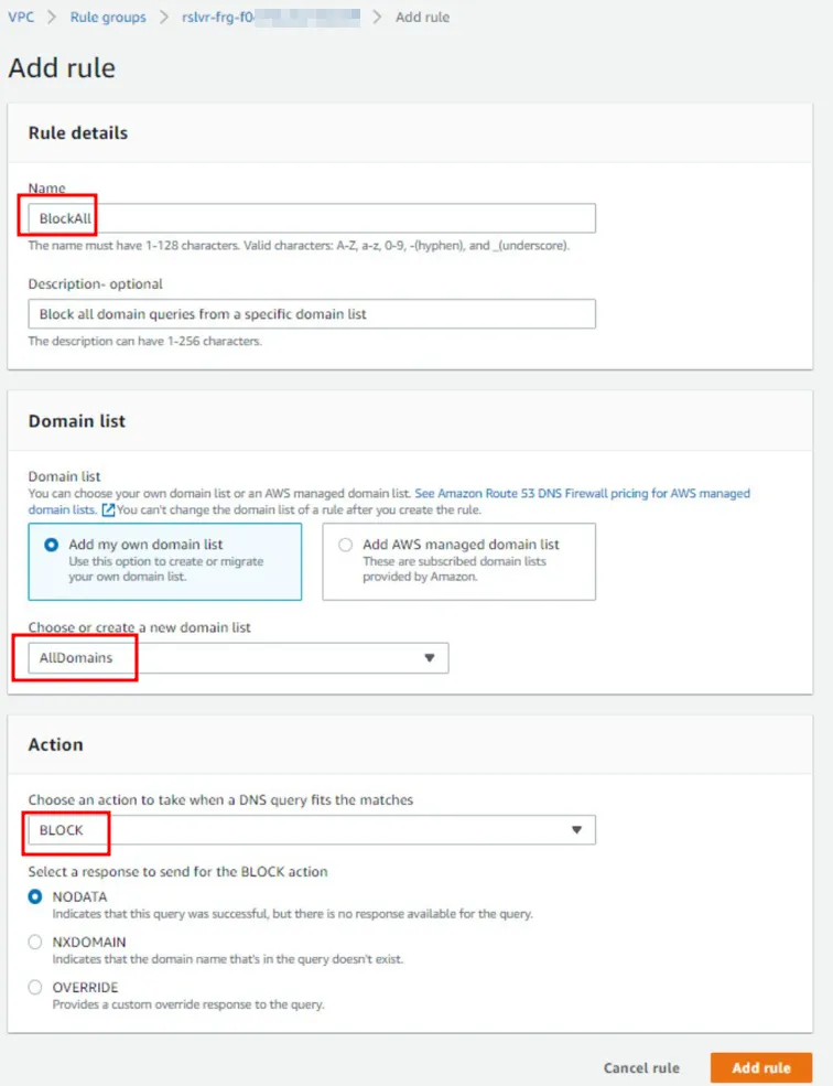 Block Action For Domain List