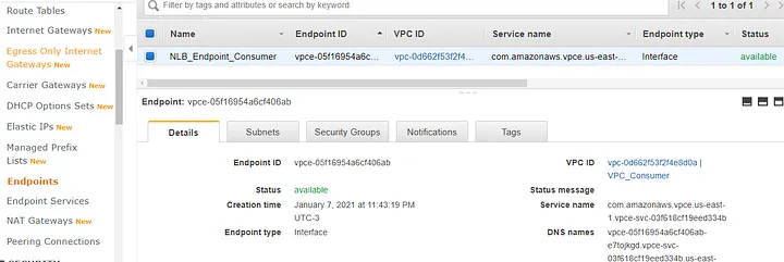 NLB Endpoint Consumer