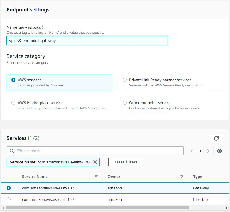 VPC Endpoint Configuration